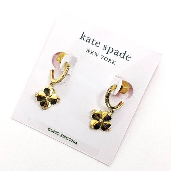 Kate Spade Legacy Logo Spade Flower Huggies Earrings - Picture 2 of 3